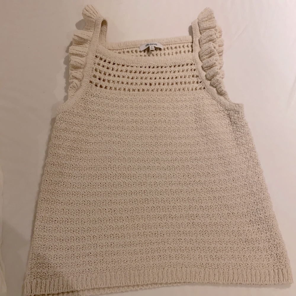 Madewell crochet sweater ruffle tank